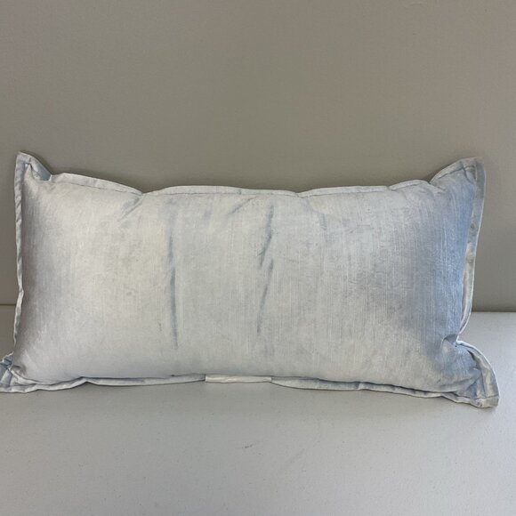 Threshold Oversized Velvet Lumbar Throw Pillow Blue 12 X 12” - Picture 1 of 7